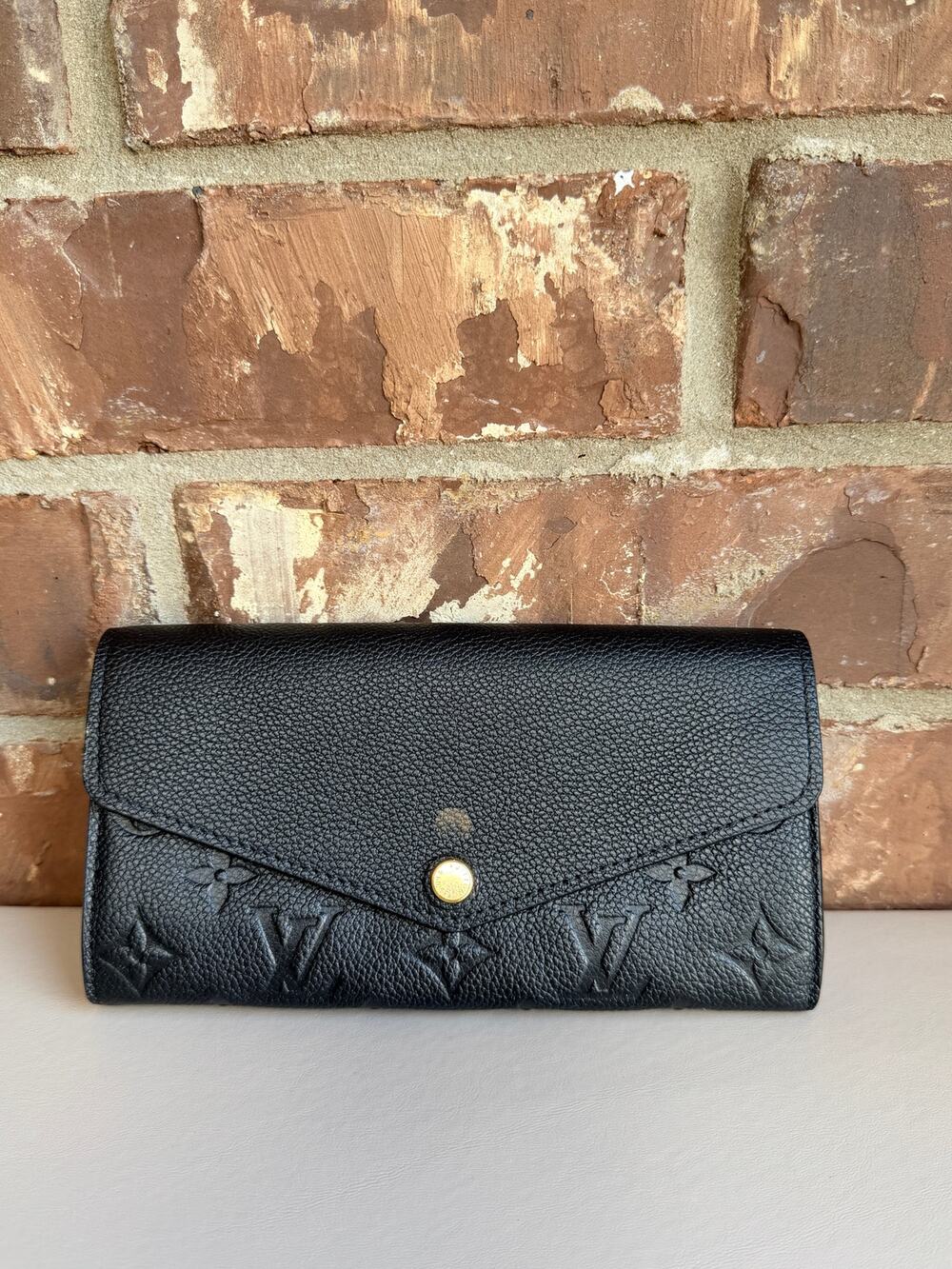 Louis Vuitton Monogram Empreinte Sarah Wallet Black 78956